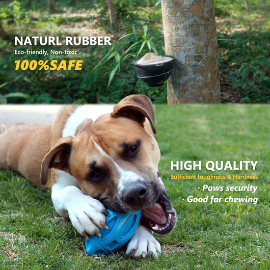 Orange rubber dog toy shaped like a rugby ball with hollowed-out sections, designed for wear-resistant chewing. - Image 2