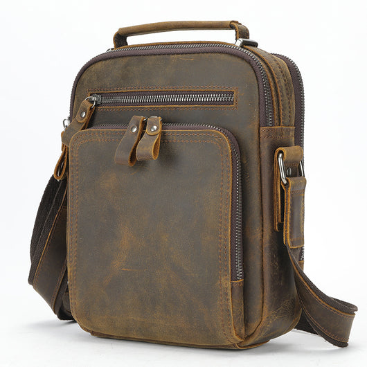 Bolsa Mensajero de Cuero Genuino Vintage Estilo Caballo Loco - Image 11