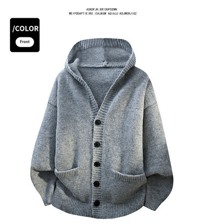 Cardigan Tejido Holgado con Capucha para Hombre - Image 18