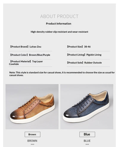 Zapatos Casuales de Cuero con Cordones y Textura Grabada para Hombre - Image 8