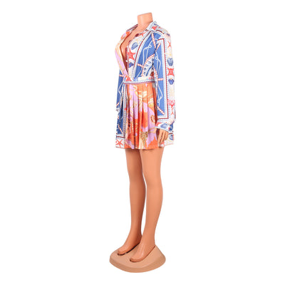 Falda Plisada Corta con Manga Larga Estampada para Mujer - Image 4