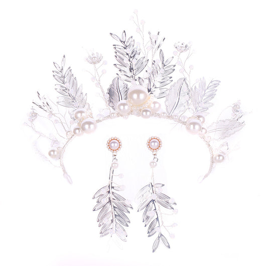 Corona Nupcial de Cristal y Hojas para Novia con Aretes - Image 9