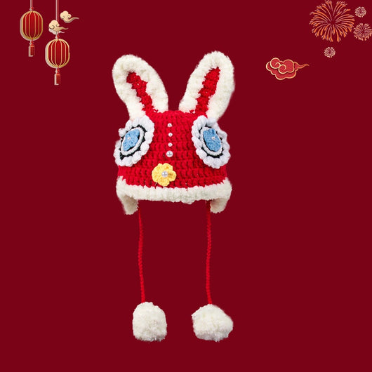 Gorro Tejido Año del Dragón Rojo - Diseño Cabeza de Tigre para Bebé - Image 13