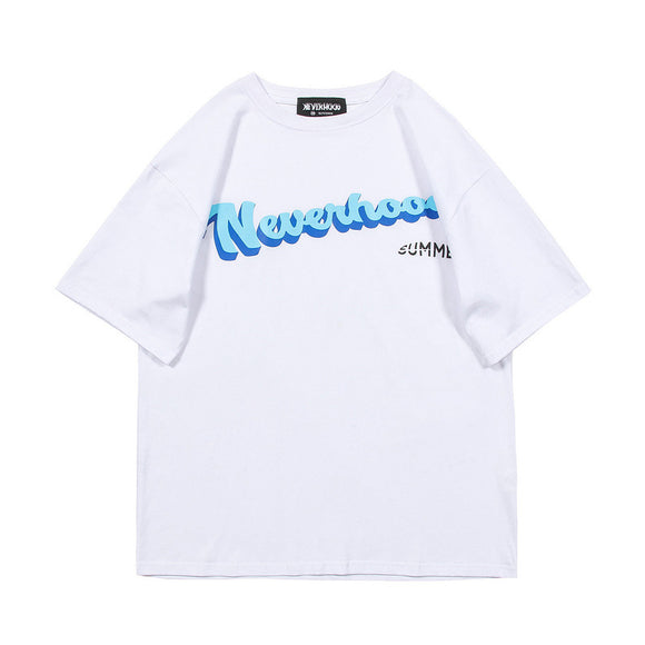 Camiseta Suelta Literary Letters NEVERHOOD - Diseño Europeo Americano