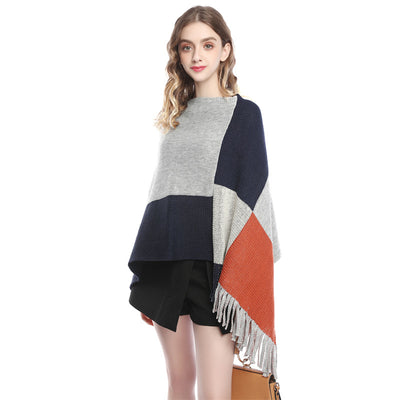 Capa Tejida para Mujer con Patchwork de Contraste de Colores - Image 26