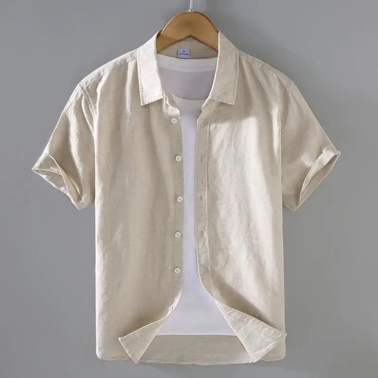 Camisa de Lino Manga Corta para Hombre - Comodidad de Verano - Image 12