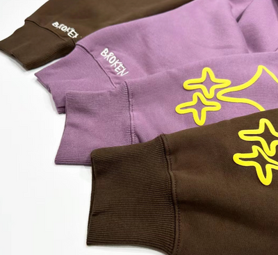 Sudadera con Capucha Estampado Letras Estrella Bicolor Unisex - Image 14