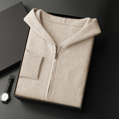 Cardigan Cashmere con Capucha para Hombre - Abrigo Casual Grueso con Cierre - Image 9