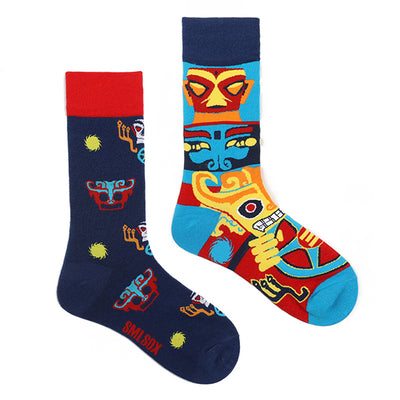 Calcetines Retro Asimétricos para Parejas - Algodón Cómodo Unisex - Image 96