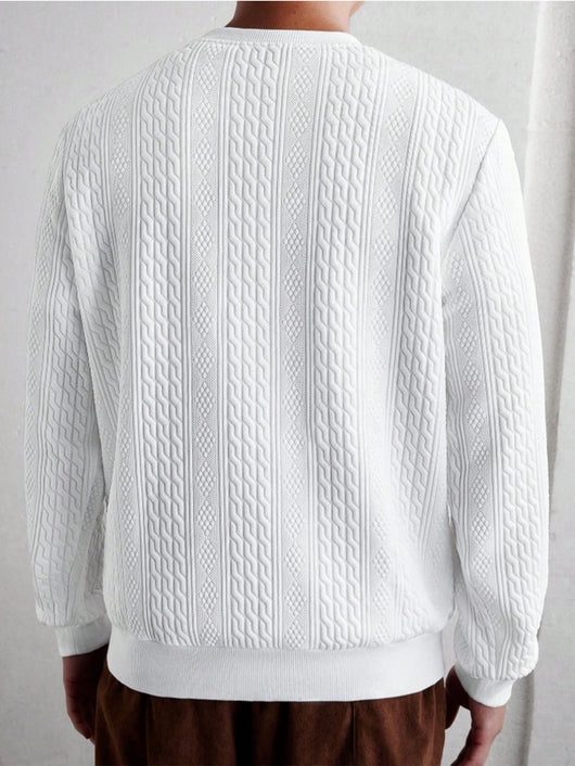 Playera Casual Holgada para Hombre con Cuello Redondo y Textura Jacquard - Image 28