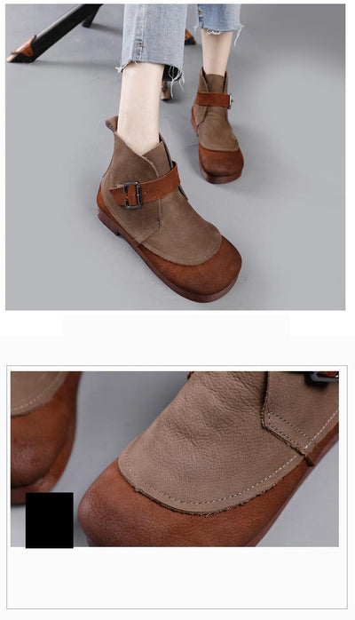 Botas de Cuero Genuino Estilo Étnico con Hebilla - Punta Redonda Planas Artesanales - Image 10