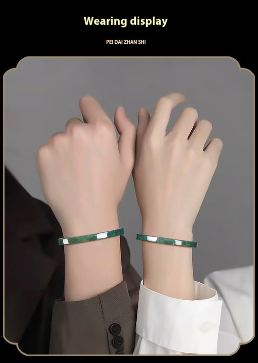 Pulsera de Jade Azul Agua Personalizada con Piedra Natural Cuadrada - Image 7