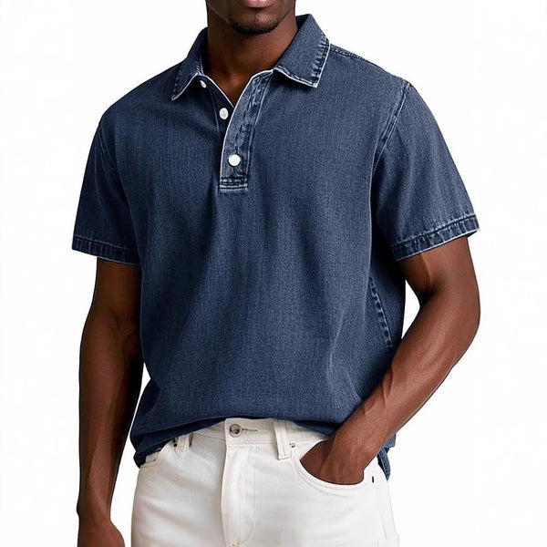 Polo Vintage de Manga Corta Liso para Hombre - Casual y Profesional