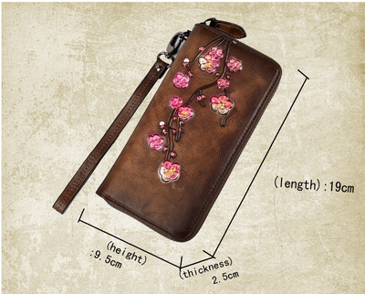 Billetera de Cuero Grabado con Múltiples Compartimentos para Tarjetas - Bolso de Mano para Mujer - Image 8