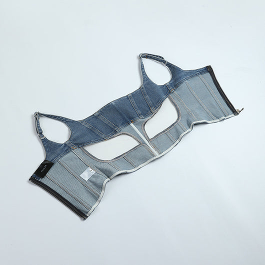 Musculosa Denim con Paneles de Malla para Mujer - Image 7