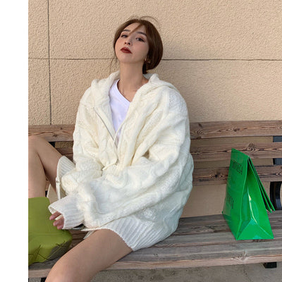 Suéter Tejido Holgado con Capucha y Cierre para Mujer - Image 16