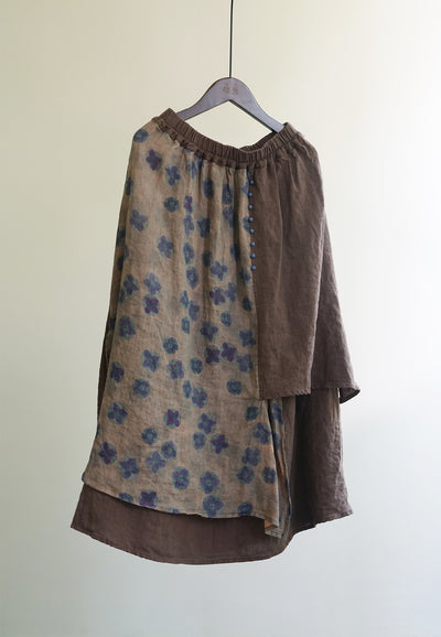 Vestido Largo Azul Teñido con Estampado Irregular Estilo Retro - Image 6