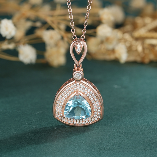 Collar de Plata S925 con Topacio Azul Claro - Colgante Triángulo Geométrico para Mujer - Image 7