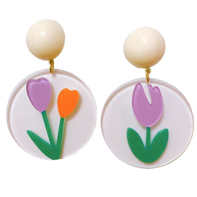 Aretes de Acrílico Tulipán Niña - Flores Coloridas - Image 6