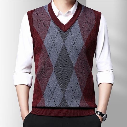 Chaleco Tejido sin Mangas a Cuadros para Hombre - Estilo Casual Moderno - Image 5