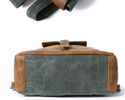 Mochila de Viaje Cuero Crazy Horse Lona para Hombre - Image 12
