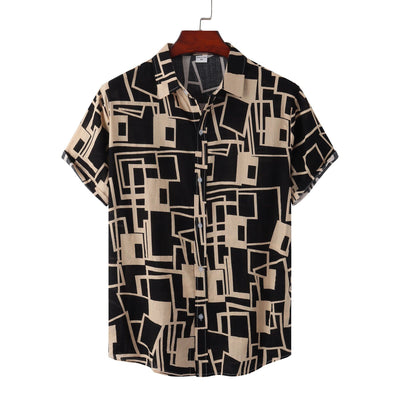 Camisa Retro Holgada de Manga Corta para Hombre Talla Grande - Image 8