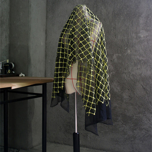 Tela Hanfu de Malla Transparente con Bordado para Diseñadores DIY