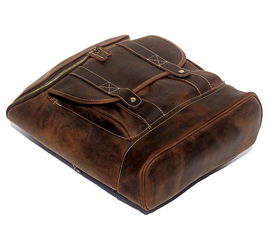 Mochila de Cuero Crazy Horse Estilo Retro para Hombre - Image 2