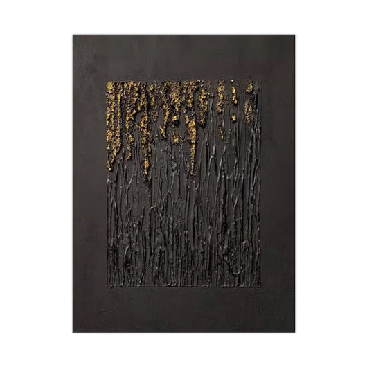 Cuadro Abstracto Negro Texturizado en Oro - Arte Minimalista Wabi-sabi para Sala de Estar - Image 7