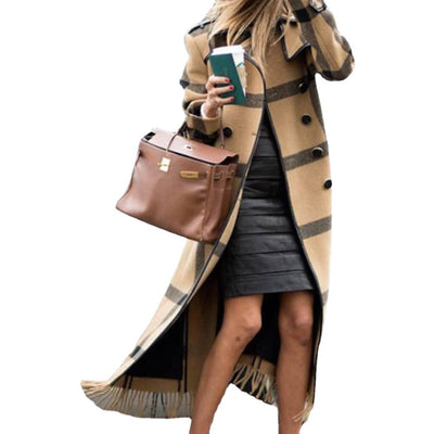 Chaqueta Larga Cuadros Casual para Mujer - Image 18