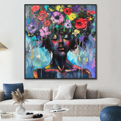 Cuadro Óleo Mujer Floral Moderno - Arte Decorativo Pintado a Mano para Sala - Image 3