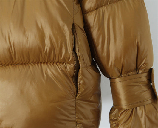 Abrigo Puffer Dorado con Cuello Alto y Doble Cierre para Mujer - Image 13