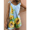 Jumpsuit Holgado de Algodón y Lino Estampado