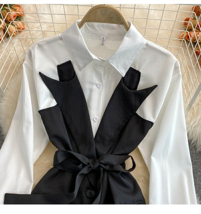 Vestido Ejecutivo con Corbata Integrada y Cuello Solapa - Image 10