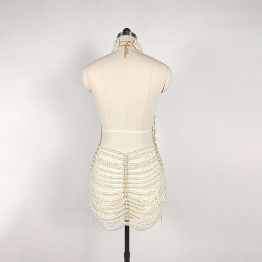 Vestido Elegante de Espalda Descubierta con Detalles de Perlas - Image 12