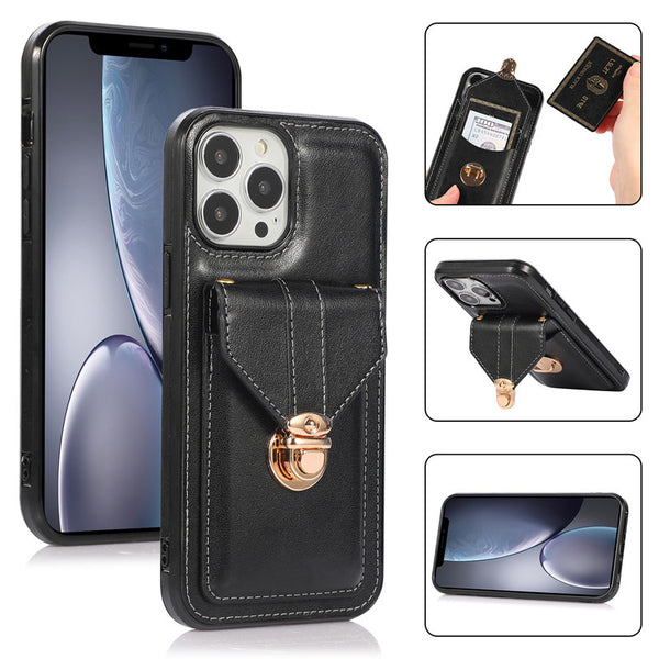 Funda Móvil de Cuero con Correa Diagonal y Porta Tarjetas