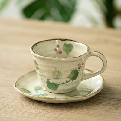 Juego de Taza y Platillo de Cerámica Artesanal con Diseño Floral - Image 9