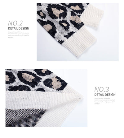 Jersey de Punto con Estampado Leopardo y Costura Decorativa para Mujer - Image 8