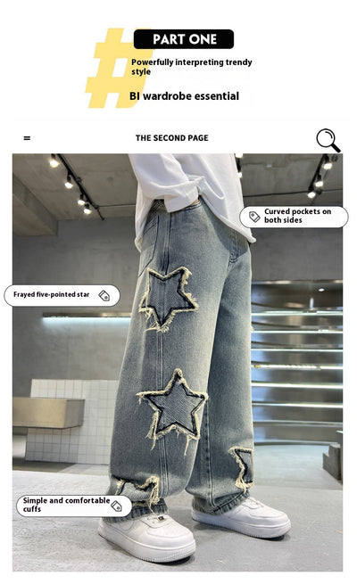 Jeans Anchos Pentagrama para Niños - Estilo Moderno y Cómodo - Image 9