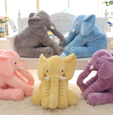 Pink 60cm and yellow 40cm elephant plush dolls, soft comfort pillows for babies and kids. - Image 70