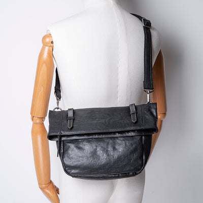Bolsa Mensajera de Cuero para Hombre Estilo Japonés Casual - Image 9