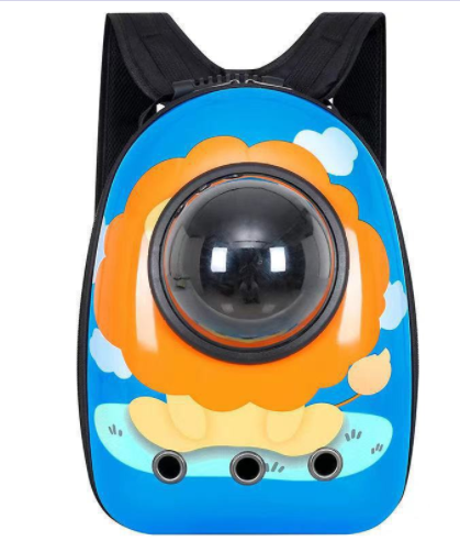 Black and white penguin-shaped pet carrier backpack with a transparent bubble window and ventilation holes. - Image 48