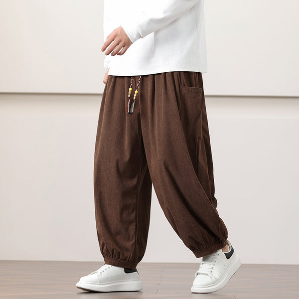 Pantalones Harem de Pana Otoño Estilo Chino para Hombre