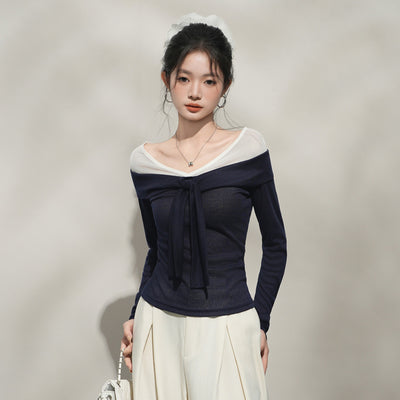 Camiseta Manga Larga Ajustada con Costuras Decorativas para Mujer - Image 2