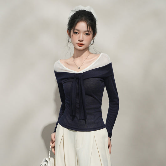 Camiseta Manga Larga Ajustada con Costuras Decorativas para Mujer - Image 2