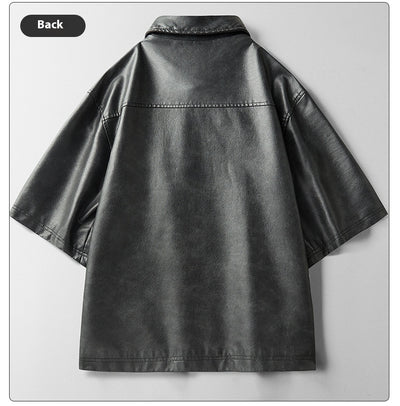 Chaqueta de Cuero Corta Estilo High Street con Mangas Cortas - Image 17
