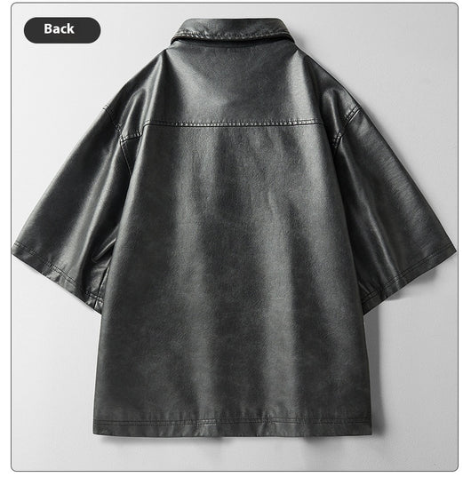 Chaqueta de Cuero Corta Estilo High Street con Mangas Cortas - Image 17
