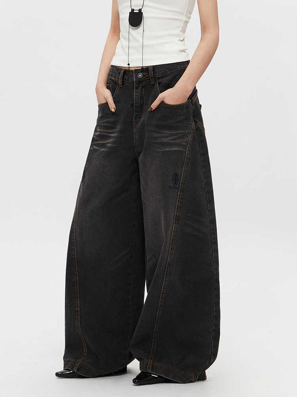 Pantalones Jeans Rectos Anchos Vintage Efecto Caída