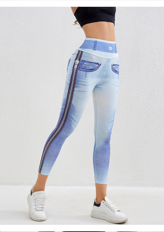 Pantalones de Yoga Denim Melocotón para Mujer - Image 12