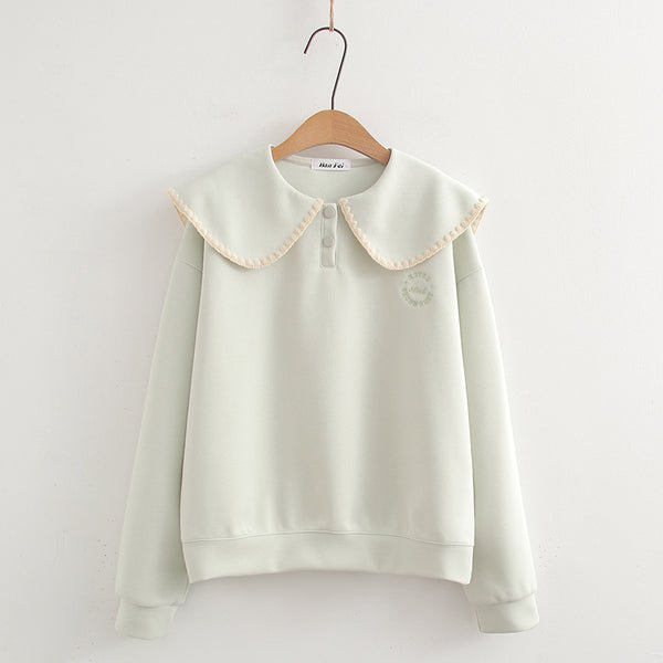 Blusa Estilo Universitario Cuello Occidental Suelta y Versátil